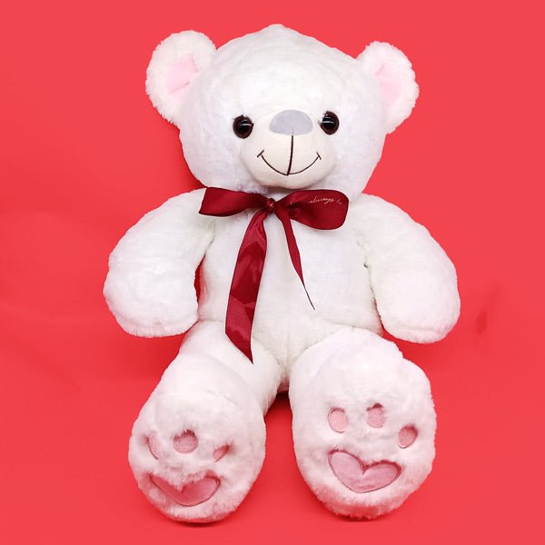 White Colour Soft, Cute & Fluffy Teddy Bear - 23" - Flowers to Nepal - FTN