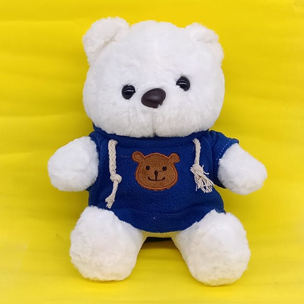 White Teddy Bear With Blue Hoodie - Flowers to Nepal - FTN