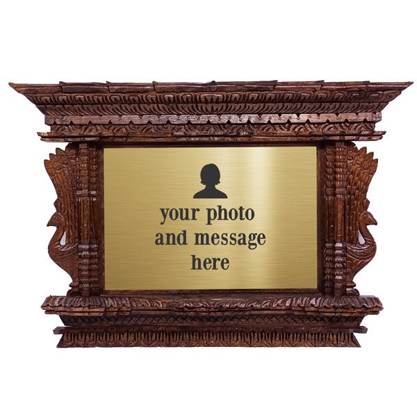Wood Beautiful Peacock Design Personalized Photo Frame - Flowers to Nepal - FTN