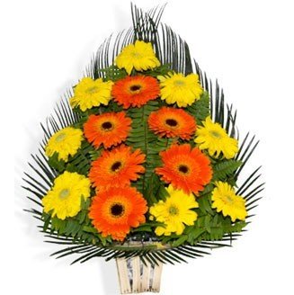 Yellow & Orange Beautiful Gerbera Flower Basket - Flowers to Nepal - FTN