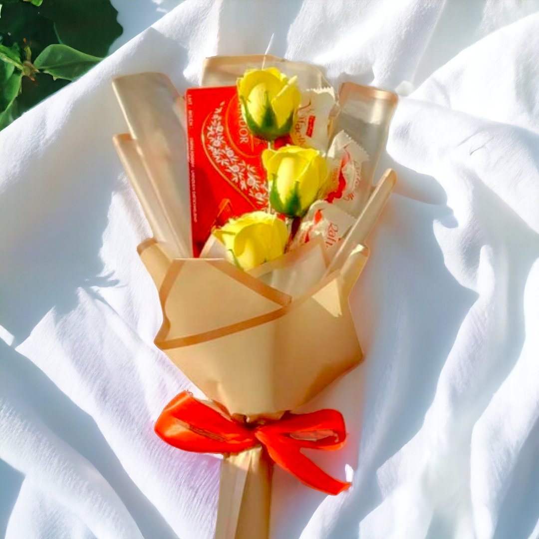Yellow Roses and Chocolates Treat Bunch - Flowers to Nepal - FTN